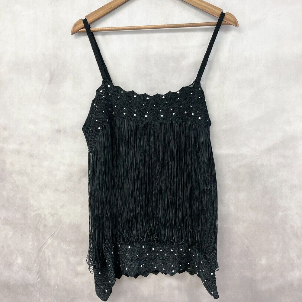 Ashley Stewart Fringe Cami Womens 3X Retro Whimsigoth Grunge Flapper‎ Flirty